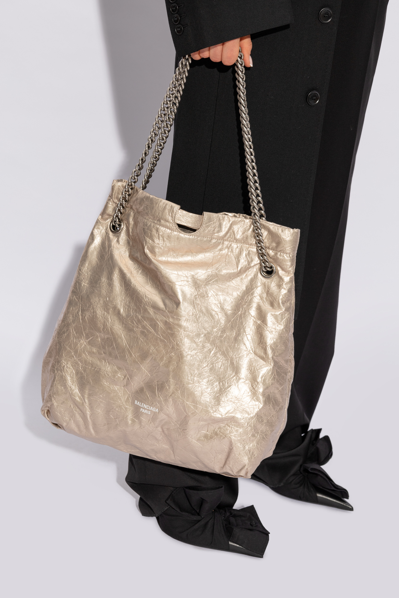 Gold 'Crush M' Shoulder Bag Balenciaga